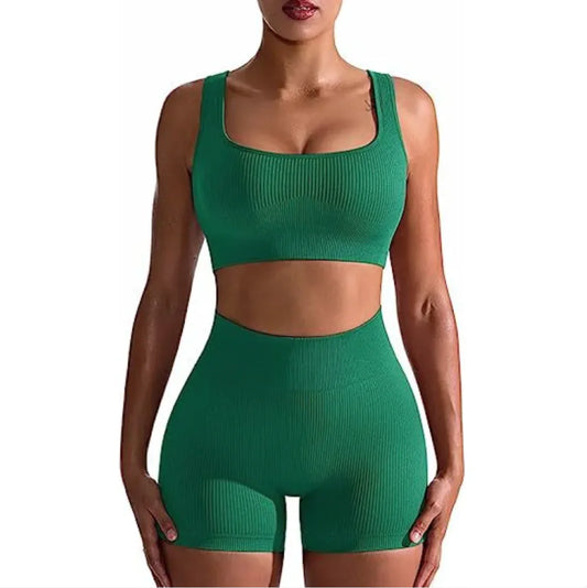 Women's Ribbed Vest & High-Waist Shorts Set