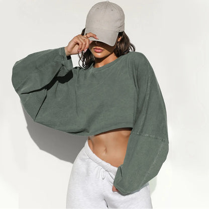 Athletic Crop Top Long Sleeve